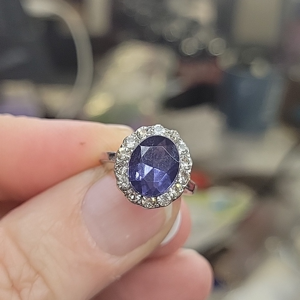Purple Silver Gemstone Ring Size 5